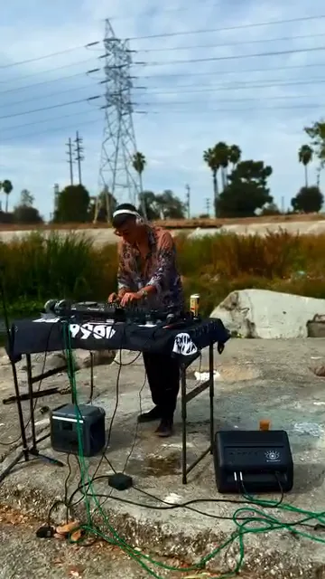 A DJ set beside the LA River